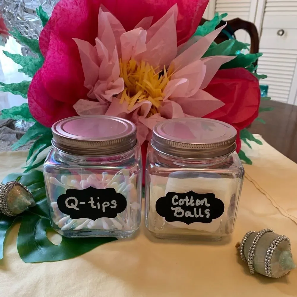 2 Iridescent Rainbow Chalkboard Storage Jars